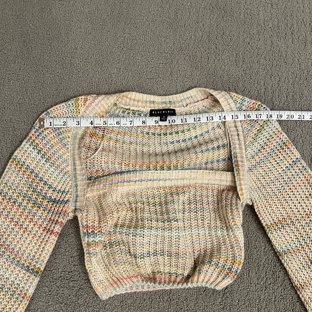 🩷 Lane 201 Boutique Major Babe Sweater Multicolor Knit Crop Top Size Small, Cute - Picture 7 of 11